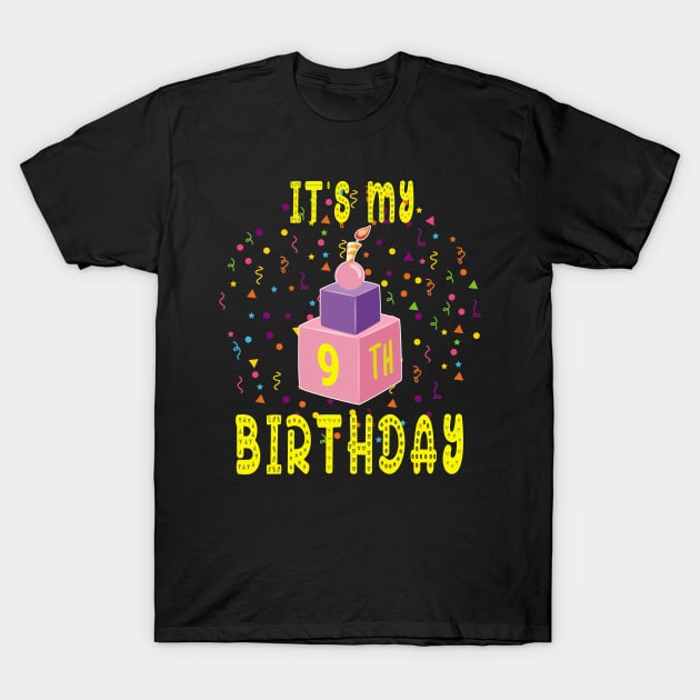 Birthday Shirt it is my 9Th Birthday Blocks Bricks Gift Tee T-Shirt by kaza191